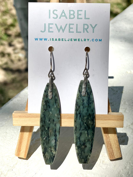 Wyoming Mossy Jade Barrel Earrings