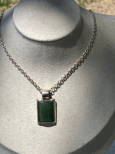 Wyoming Jade Necklace, Rectangular Silver Setting