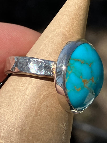 Turquoise Nugget Hammered Ring