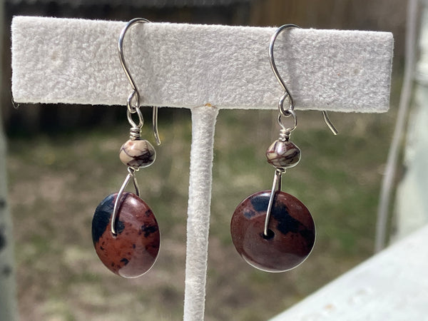 Brown Jasper Discs Earrings