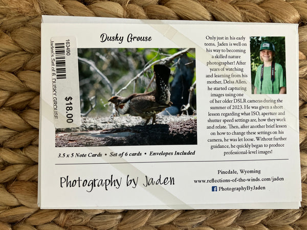 Jaden's Dusky Grouse, Notecard Set of 6