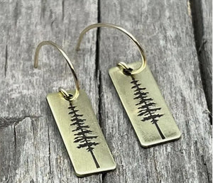 Pine Earrings (Antique Brass)