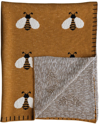 Cotton Knit Bees Baby Blanket