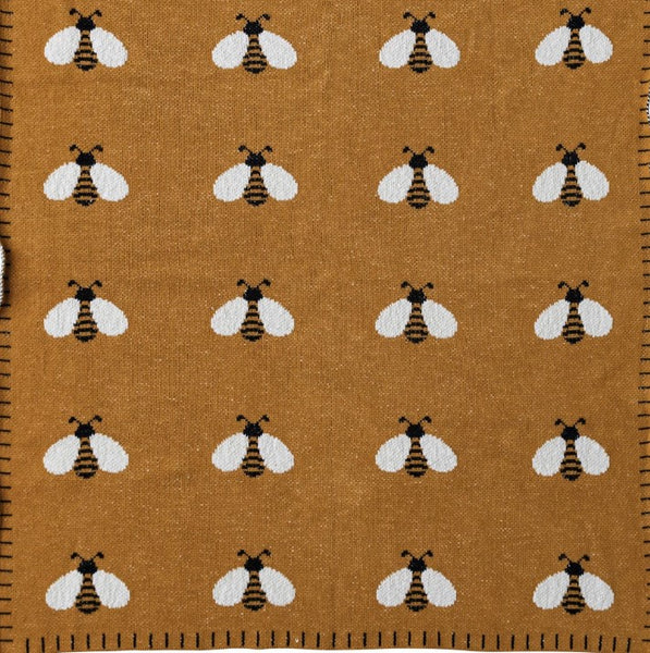 Cotton Knit Bees Baby Blanket