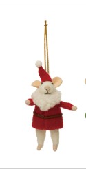 Mouse in Santa Hat Ornament