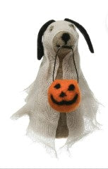 Wool Felt Dog in Ghost Costume