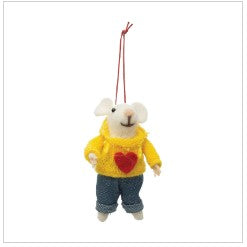 Mouse Heart Sweatshirt Ornament