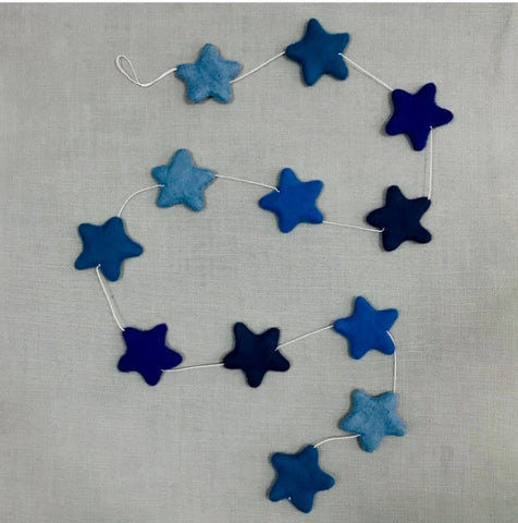 Blue Stars Felt Garland