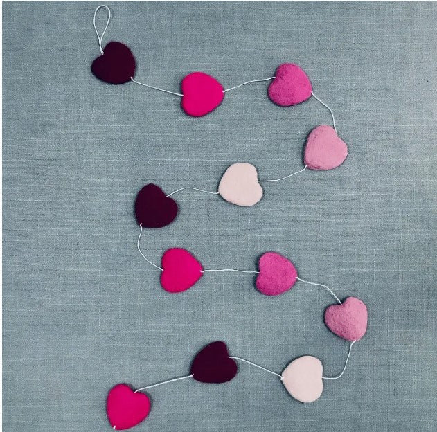 Valentine's Pink Heart Felt Garland