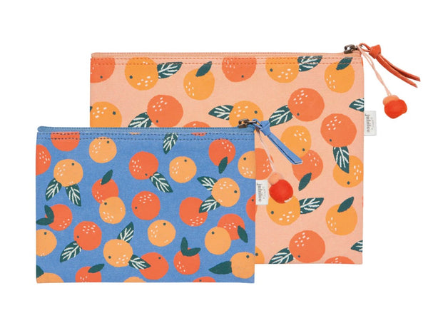 Paradise Orange Zip Pouch Set of 2