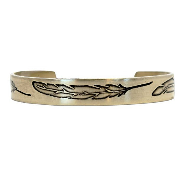 Feather Antique Brass Cuff