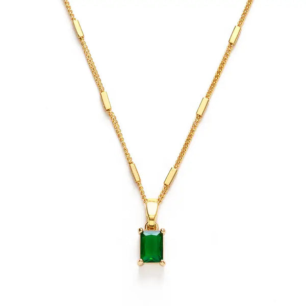 Emerald Green Glass Pendant Necklace