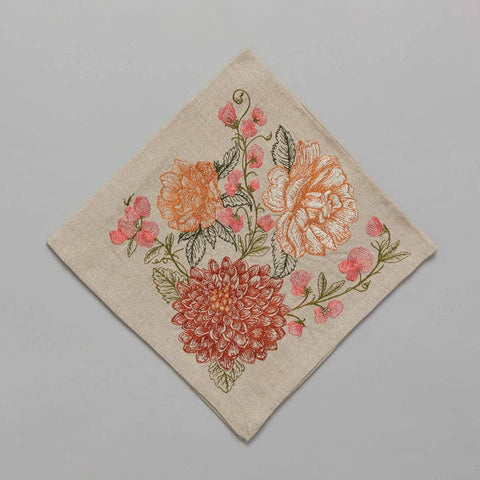 Coral Bouquet Dinner Napkin