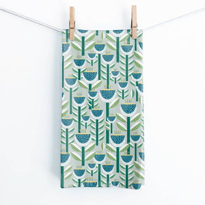 Blue Speckled Flora Tea Towel