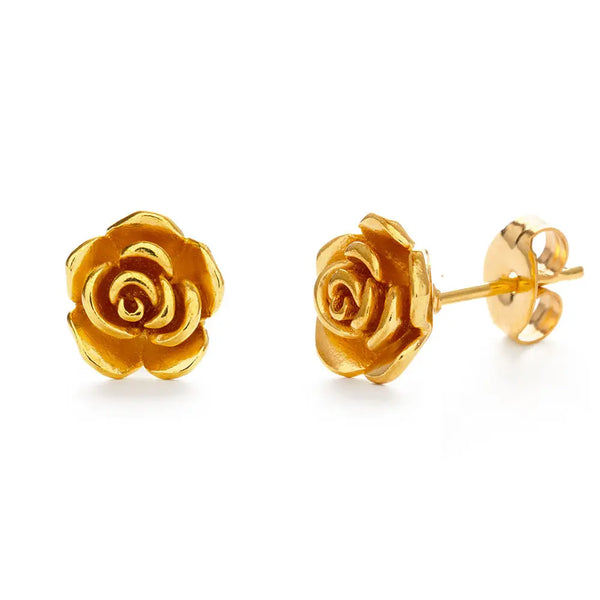 Gold Plate Rose Stud Earrings
