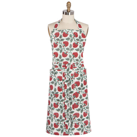 Carnation Block Print Apron