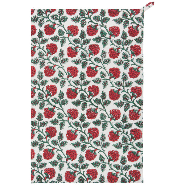 Carnation Block Print Tea Towel