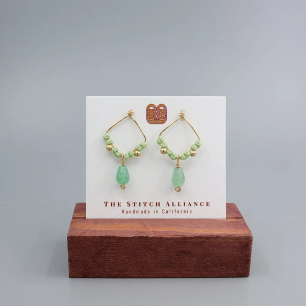 Green Chalcedony Square Earrings