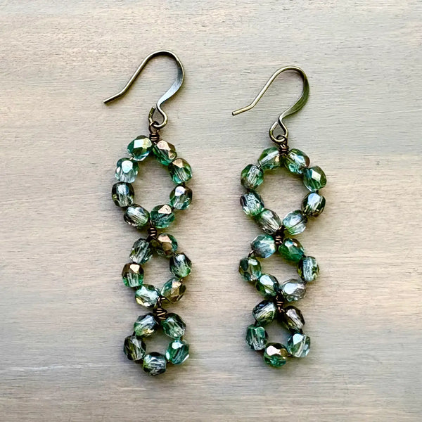 Triple Loop Sea Green/Grey Earrings