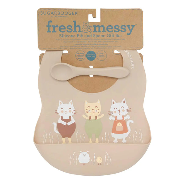 Prairie Kitty Silicone Bib & Spoon Set
