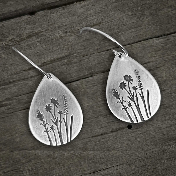 Matte Silver Wildflower Earrings
