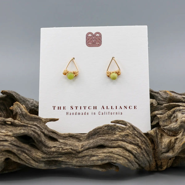 Peridot Triangle Gold Fill Earrings