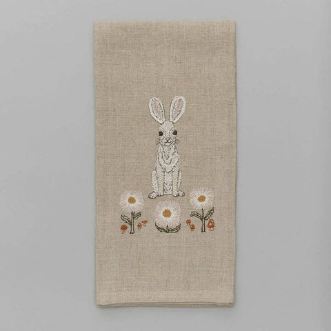 Bunny and Daisies Tea Towel