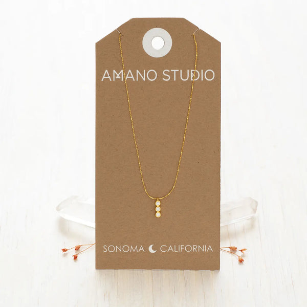 Three Crystal Bar Necklace