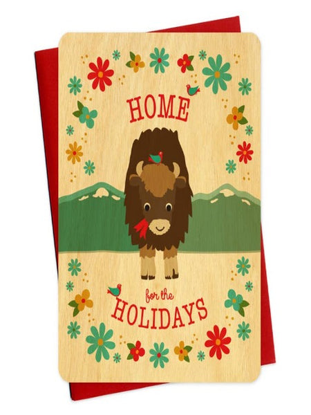 Bison Home for the Holidays Wood Card