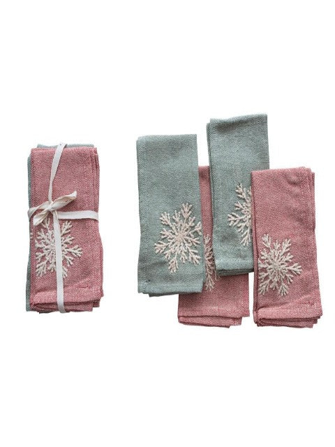 Red and Green with Snowflakes Napkin Set of 4