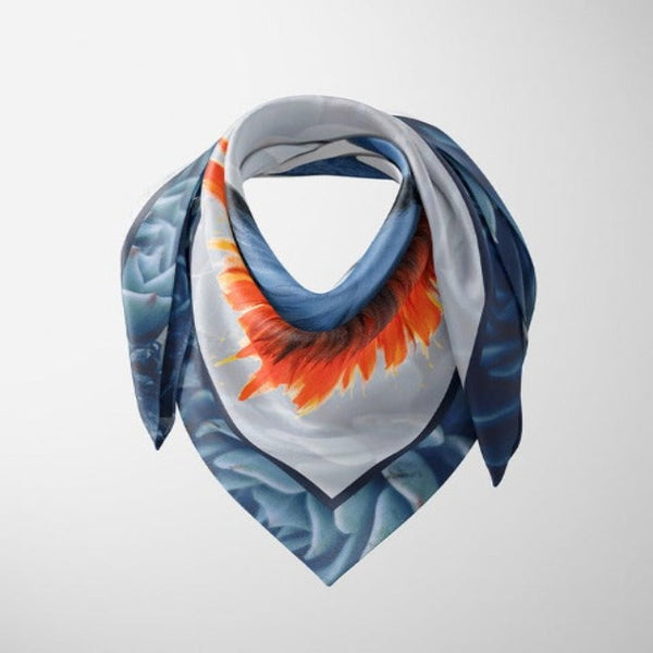Kingfisher with Succulents Scarf