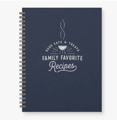 Family Favorite Deep Blue White Ink Recipe Book
