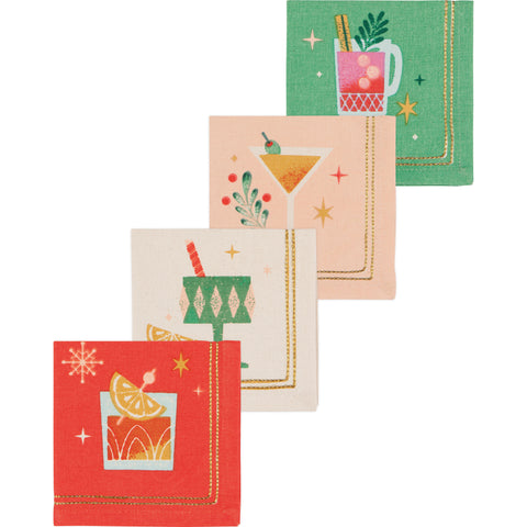 Spirits Bright Cocktail Napkins Set of 4