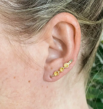 Stay Golden- Citrine and Sterling Silver Ear Climbers