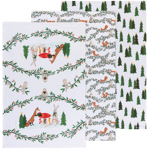 Forest Fete Floursack Tea Towel Set of 3,