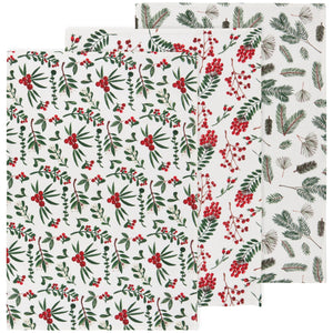 WINTERBERRY Floursack Tea Towels Set of 3