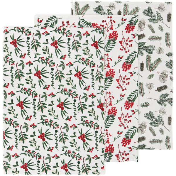 WINTERBERRY Floursack Tea Towels Set of 3
