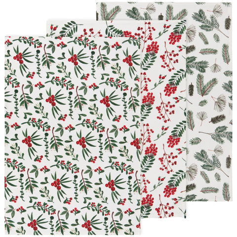 WINTERBERRY Floursack Tea Towels Set of 3