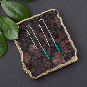 Earrings, Turquoise Sterling Silver Threaders