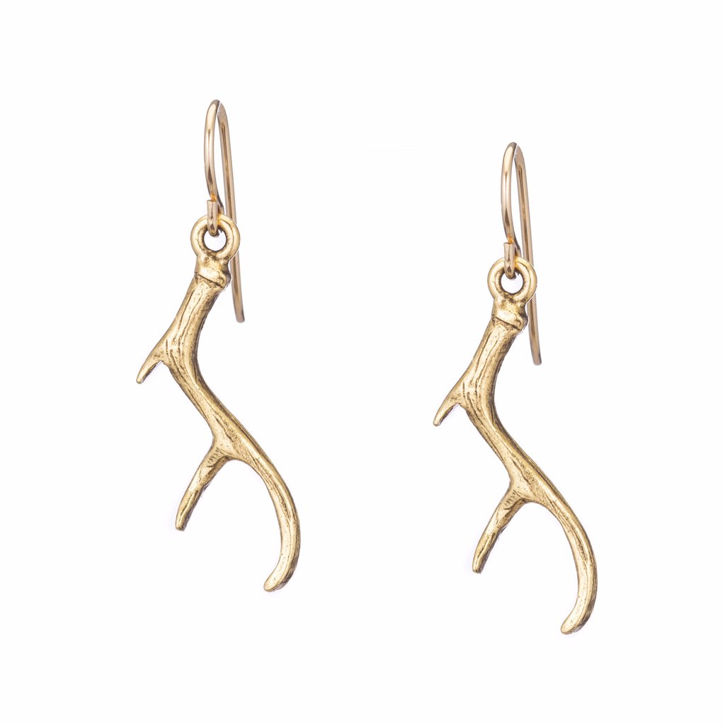 Gold Antler Dangle Earrings