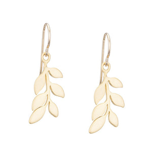 Earrings, Leaf Dangle Gold