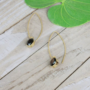 Earrings, Brass & Gemstone Drop
