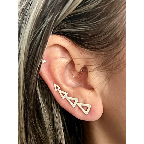 Silver Triangles Ear Climbers