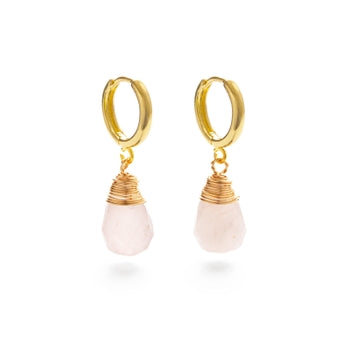 Earrings, Gemstone Drop Rose Quartz