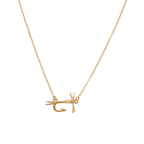Necklace, Gold Plated Fly Fishing