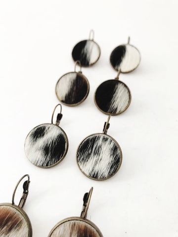 Cowhide Black & White Earrings