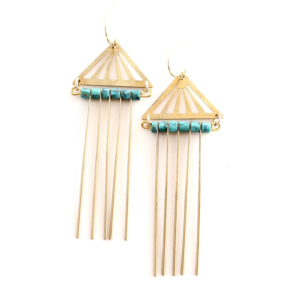 Nora Brass & Turquoise Earrings