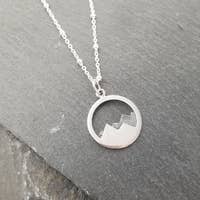 Necklace, Mountains in Silver Circle