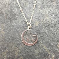 Silver Snowy Mountain Round Pendant Necklace