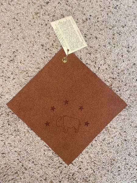 Bison and Stars Leather Pot Holder